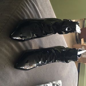 Patent leather ankle boots